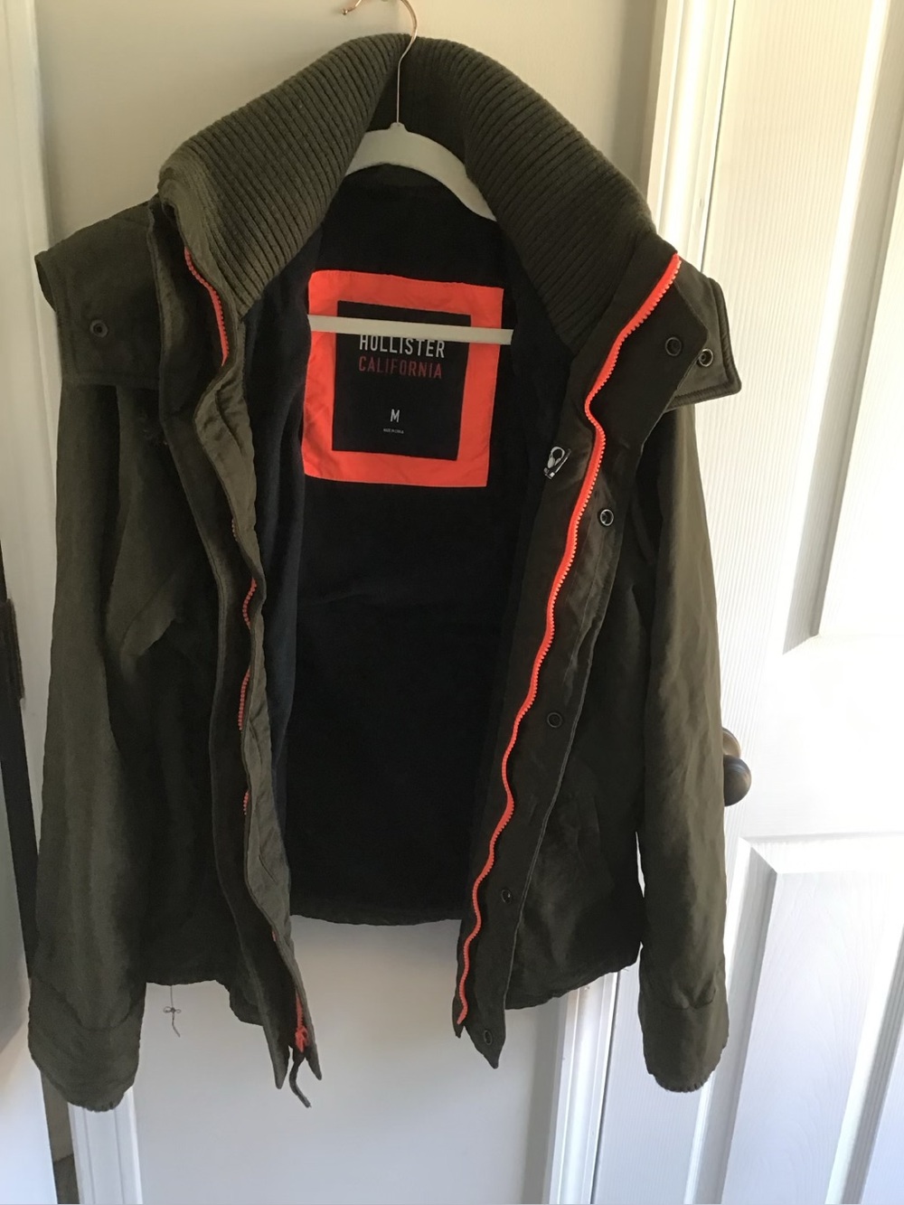 Hollister women’s Olive Green Field Jacket with Orange Accents